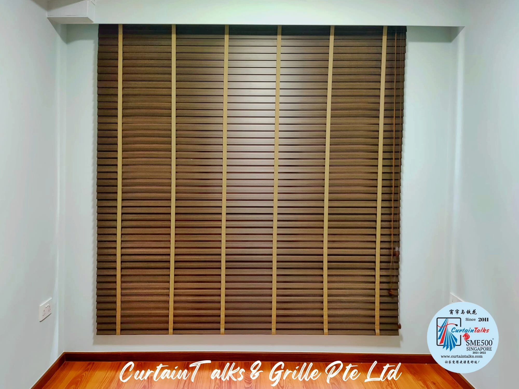 This is a Picture of Wooden blinds at Singapore HDB flat 94 dawson road,common room